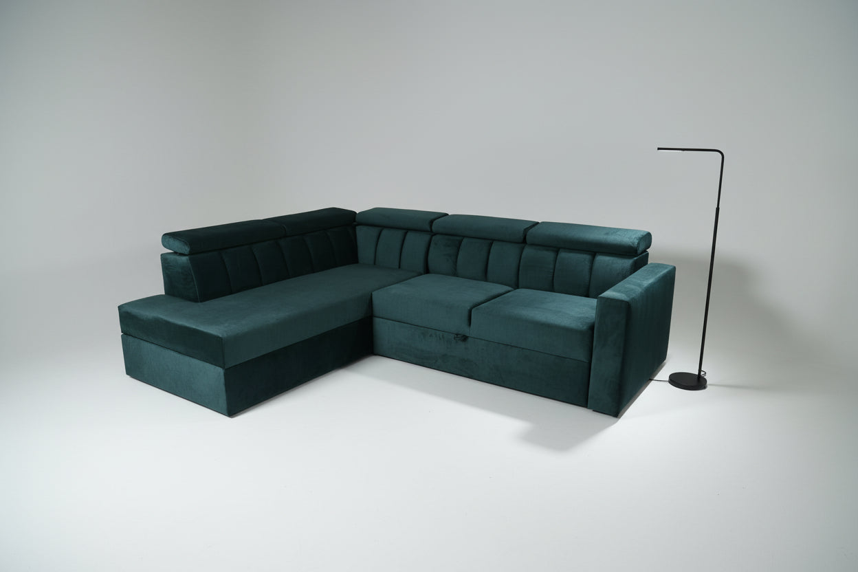 Coltar extensibil Rosa colt park cu cotiera, la comanda, 100+ culori, cu picioare - SofaMix.ro