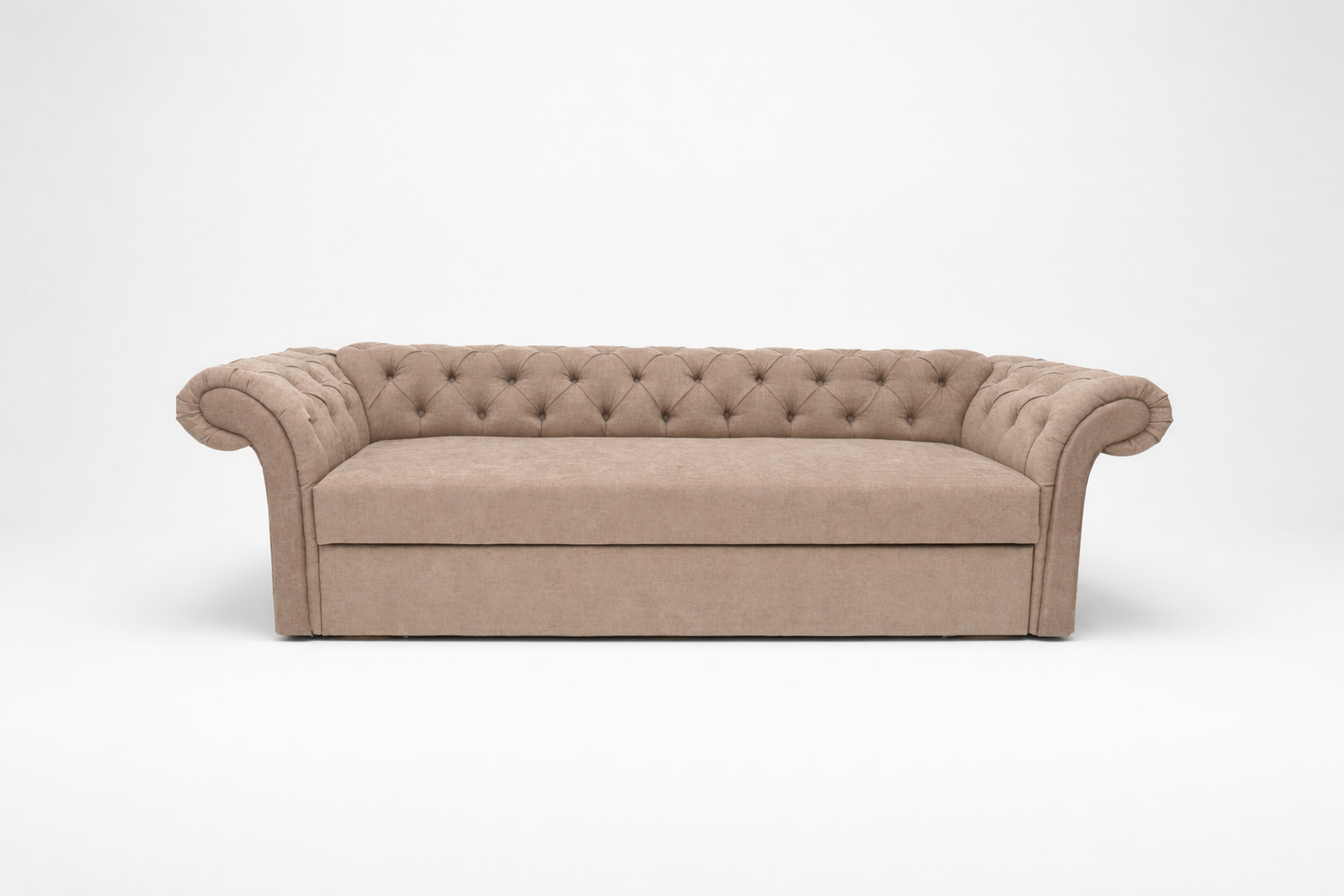 Canapea extensibila Chesterfield, 3 locuri, la comanda, 100+ culori, cu picioare