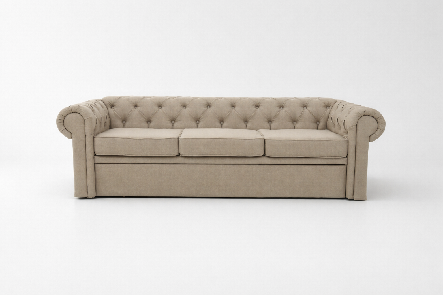 Canapea extensibila Chesterfield Round, 3 locuri, peste 100 culori disponibile, dimensiune pe comanda de la 210x95cm