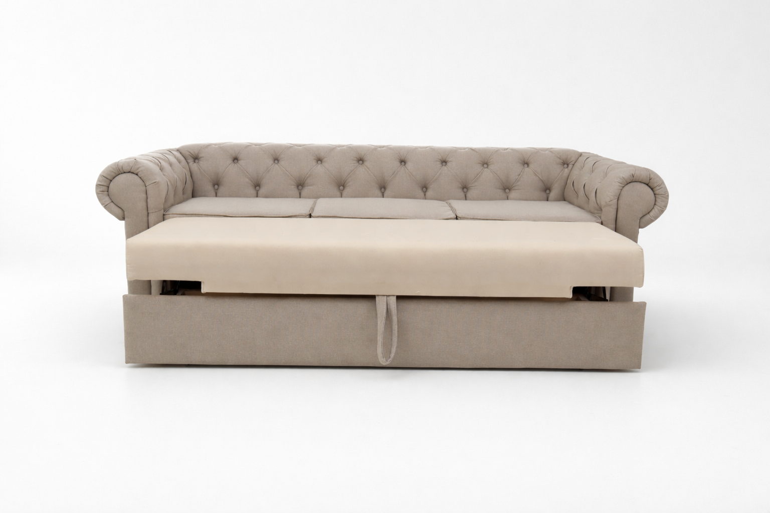 Canapea extensibila Chesterfield Round, 3 locuri, peste 100 culori disponibile, dimensiune pe comanda de la 210x95cm
