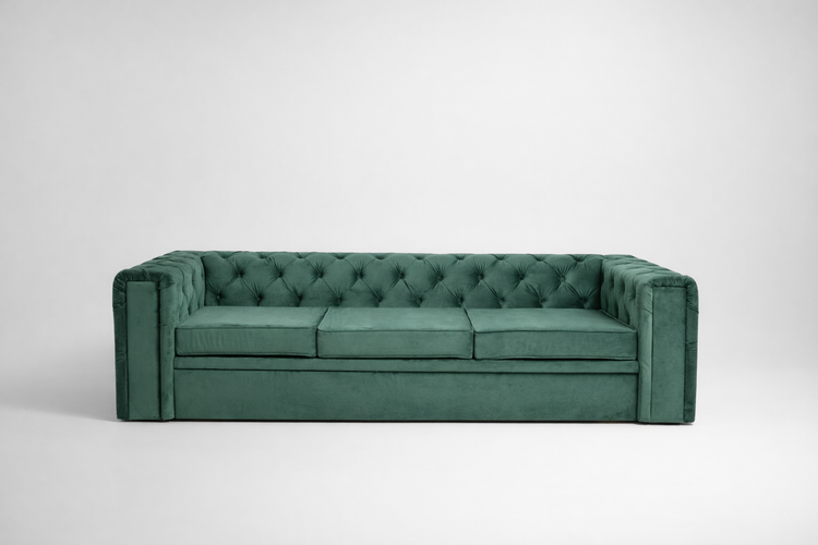 Canapea extensibila Chesterfield Studio 2, 3 locuri, la comanda, 100+ culori, cu picioare