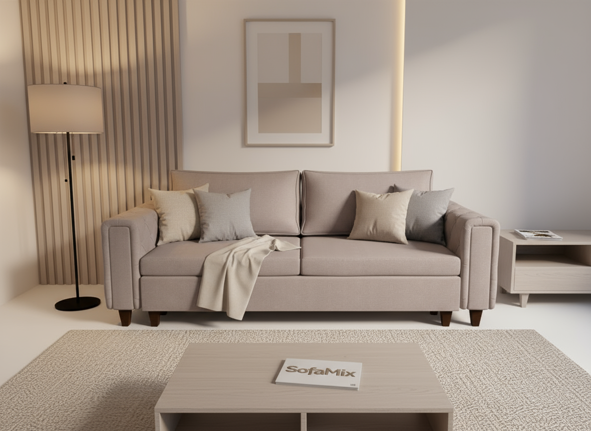 Canapea extensibila Armani, 3 locuri, la comanda, 100+ culori, cu picioare