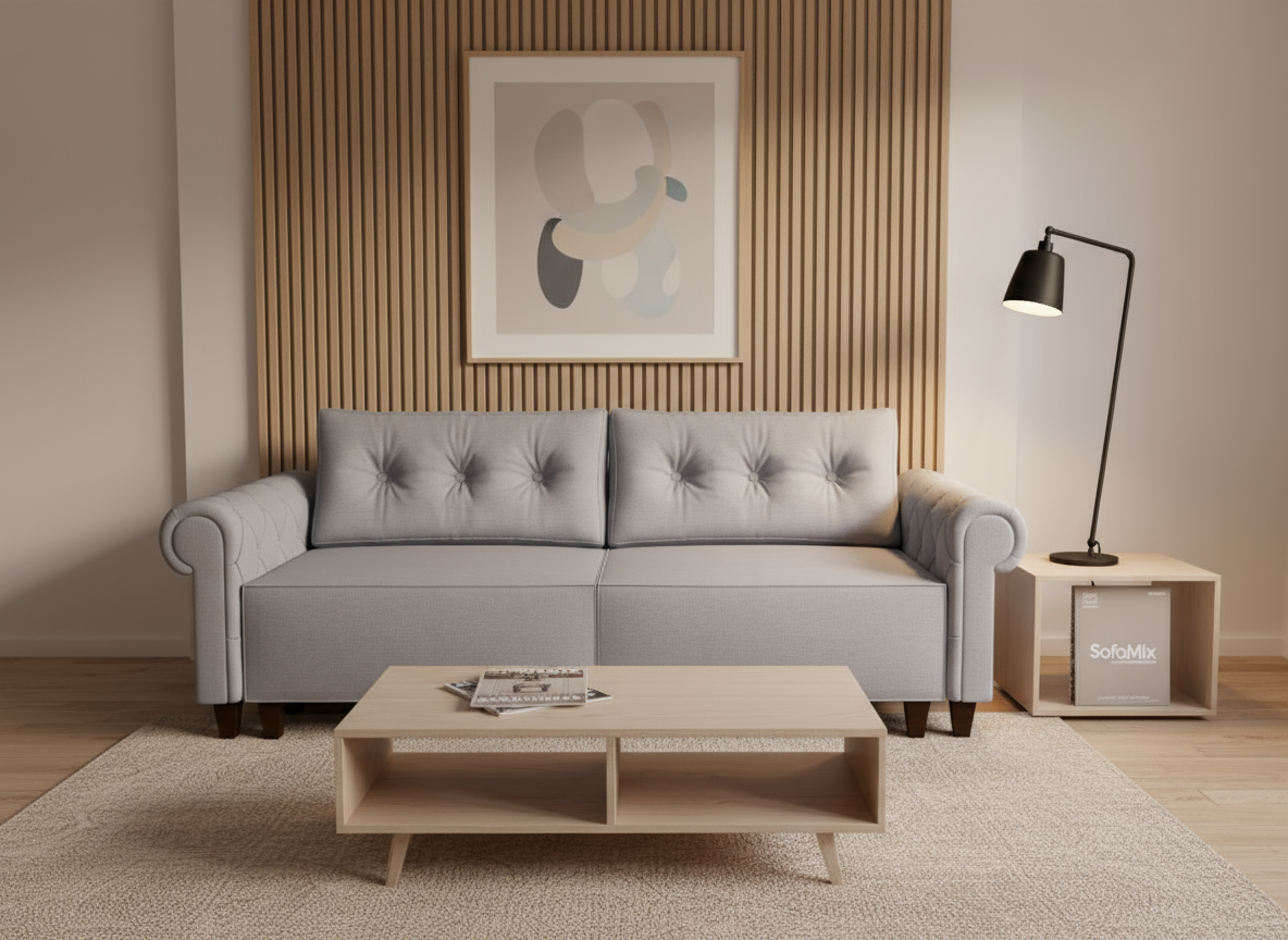 Canapea extensibila Elliott, 3 locuri, la comanda, 100+ culori, cu picioare