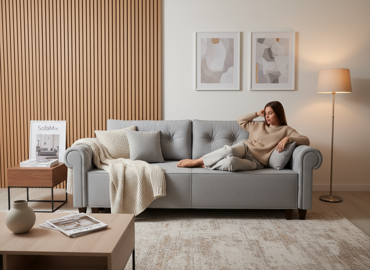 Canapea extensibila Elliott, 3 locuri, la comanda, 100+ culori, cu picioare