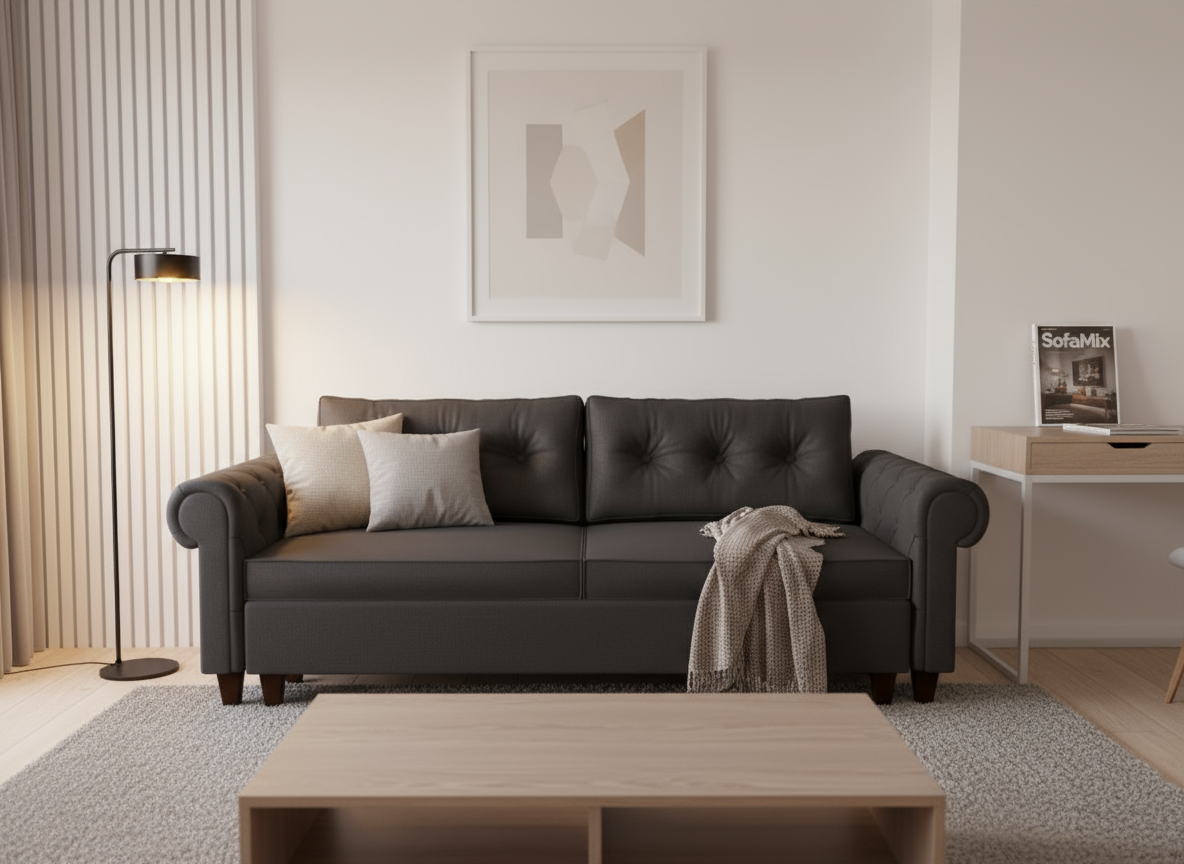 Canapea extensibila Jovie, 3 locuri, la comanda, 100+ culori, cu picioare