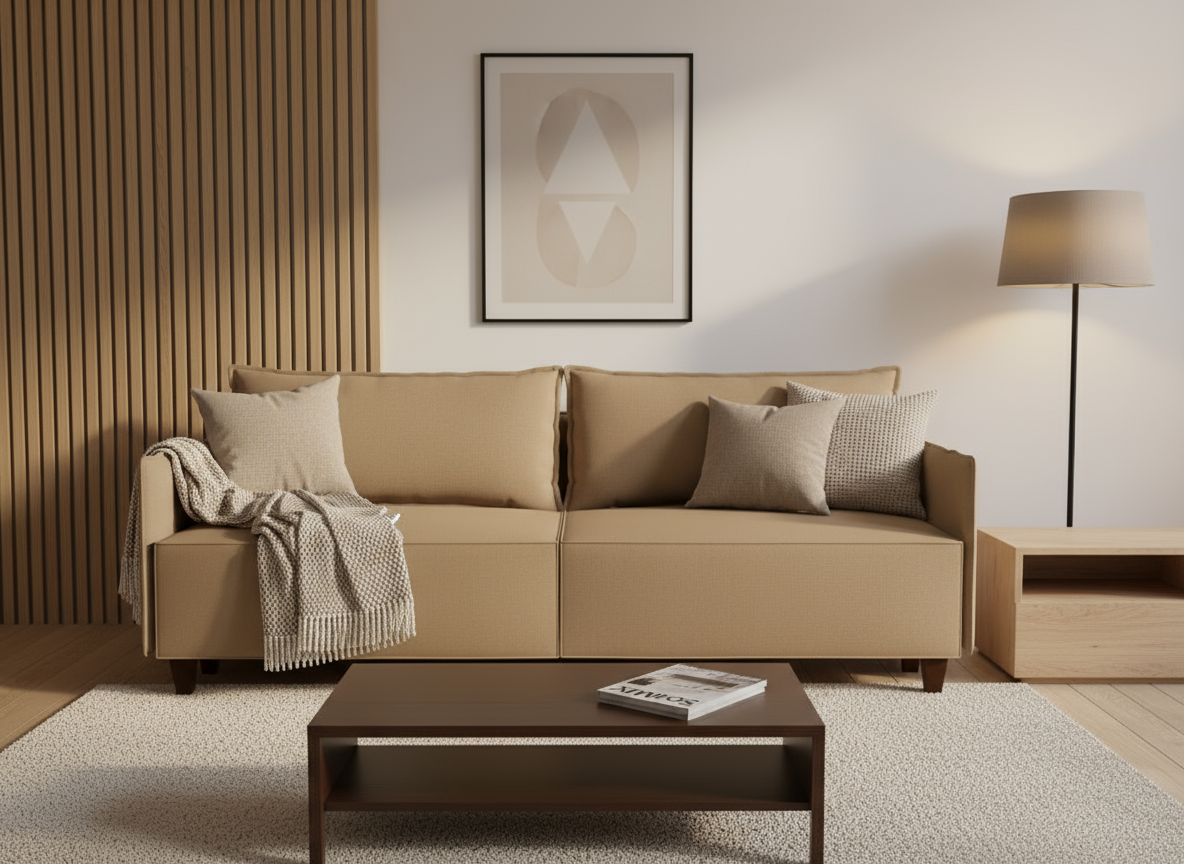 Canapea extensibila Leia, 3 locuri, la comanda, 100+ culori, cu picioare