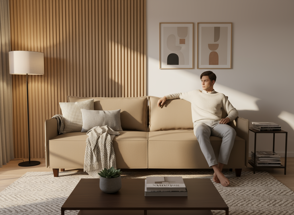 Canapea extensibila Leia, 3 locuri, la comanda, 100+ culori, cu picioare