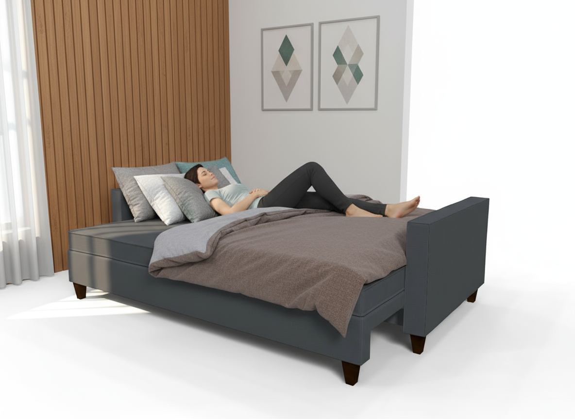 Canapea extensibila Margot, 3 locuri, la comanda, 100+ culori, cu picioare