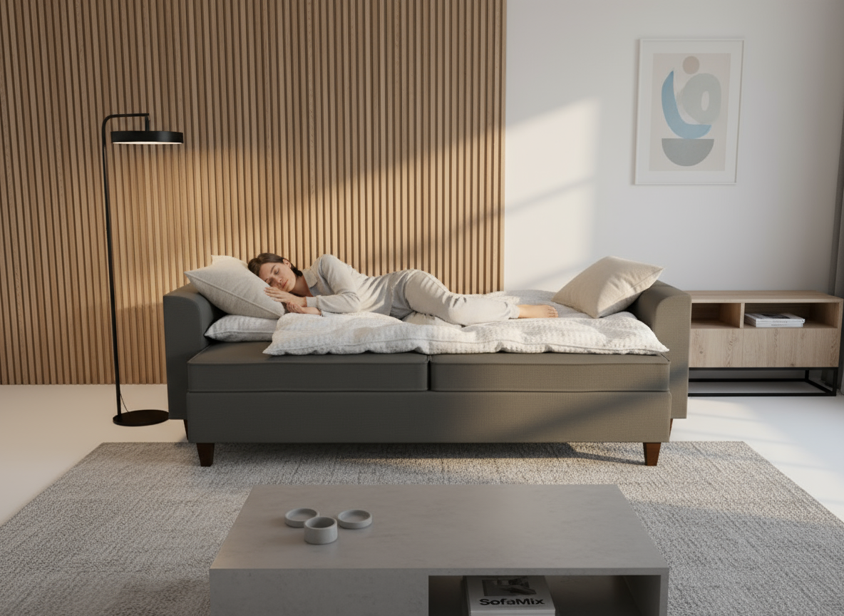 Canapea extensibila Poppy, 3 locuri, la comanda, 100+ culori, cu picioare