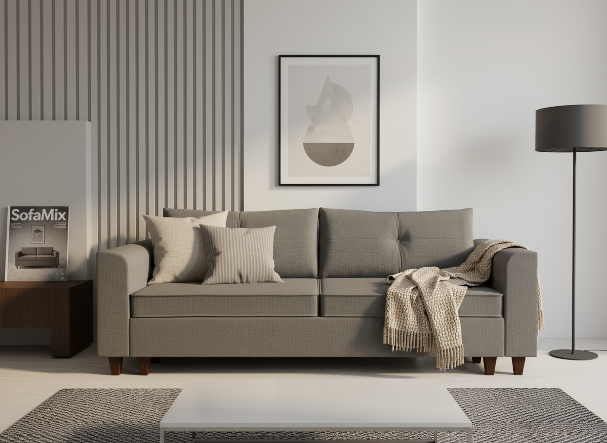 Canapea extensibila Poppy, 3 locuri, la comanda, 100+ culori, cu picioare