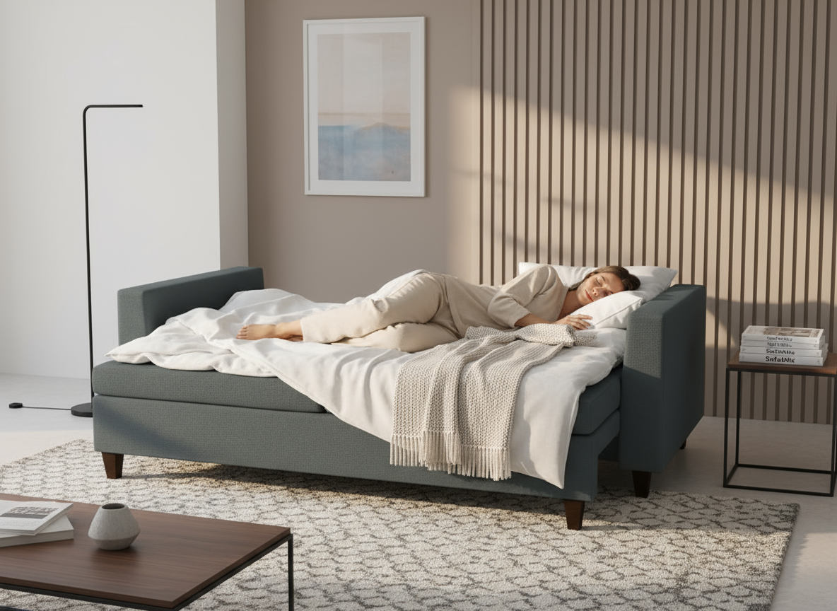 Canapea extensibila Skye, 3 locuri, la comanda, 100+ culori, cu picioare