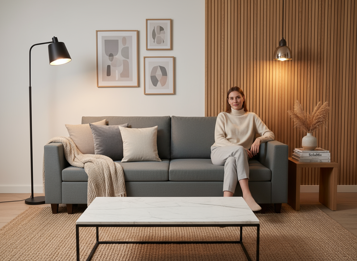 Canapea extensibila Skye, 3 locuri, la comanda, 100+ culori, cu picioare