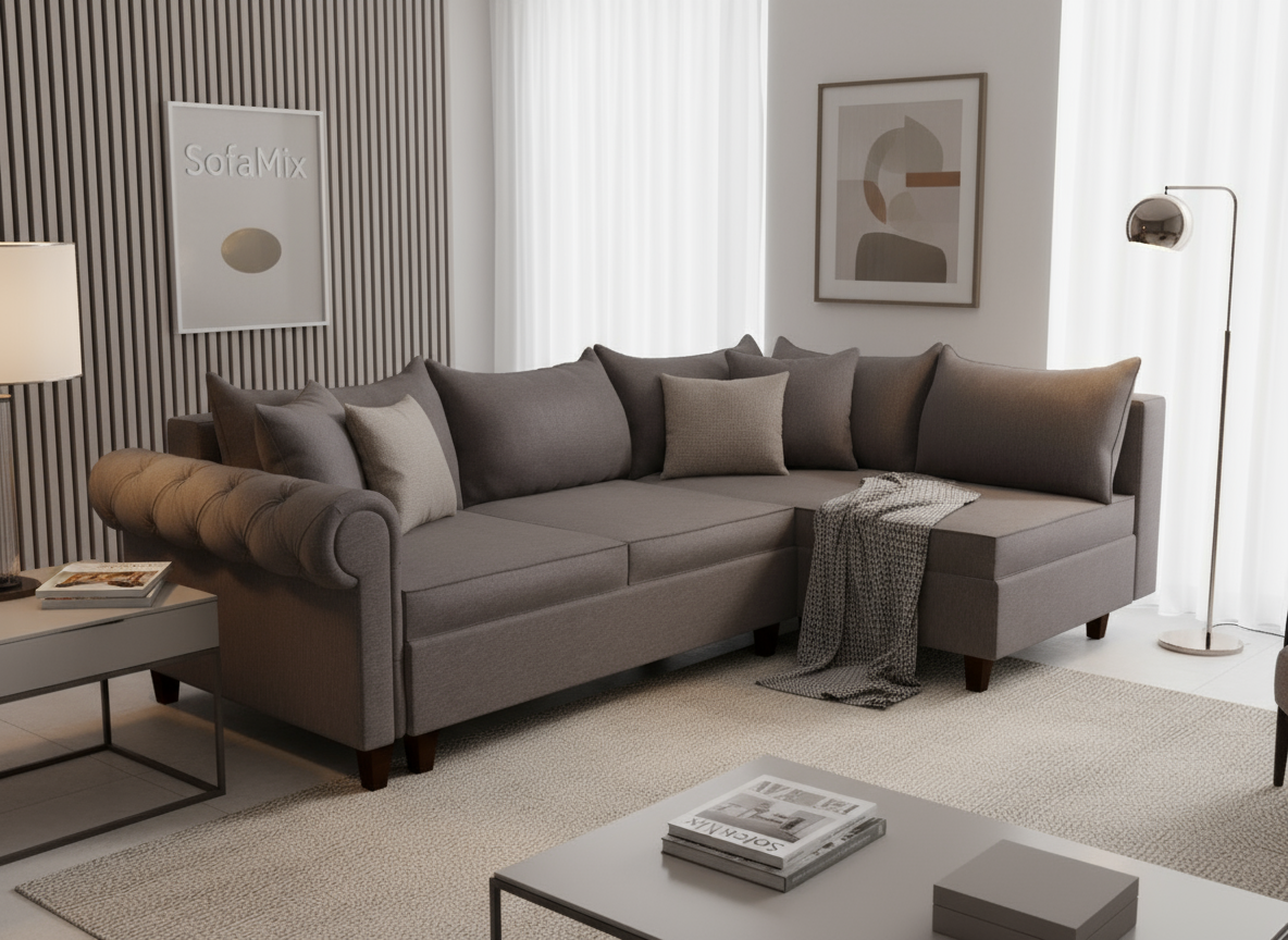 Coltar extensibil Abby park 3 fara insula, la comanda, 100+ culori, cu picioare