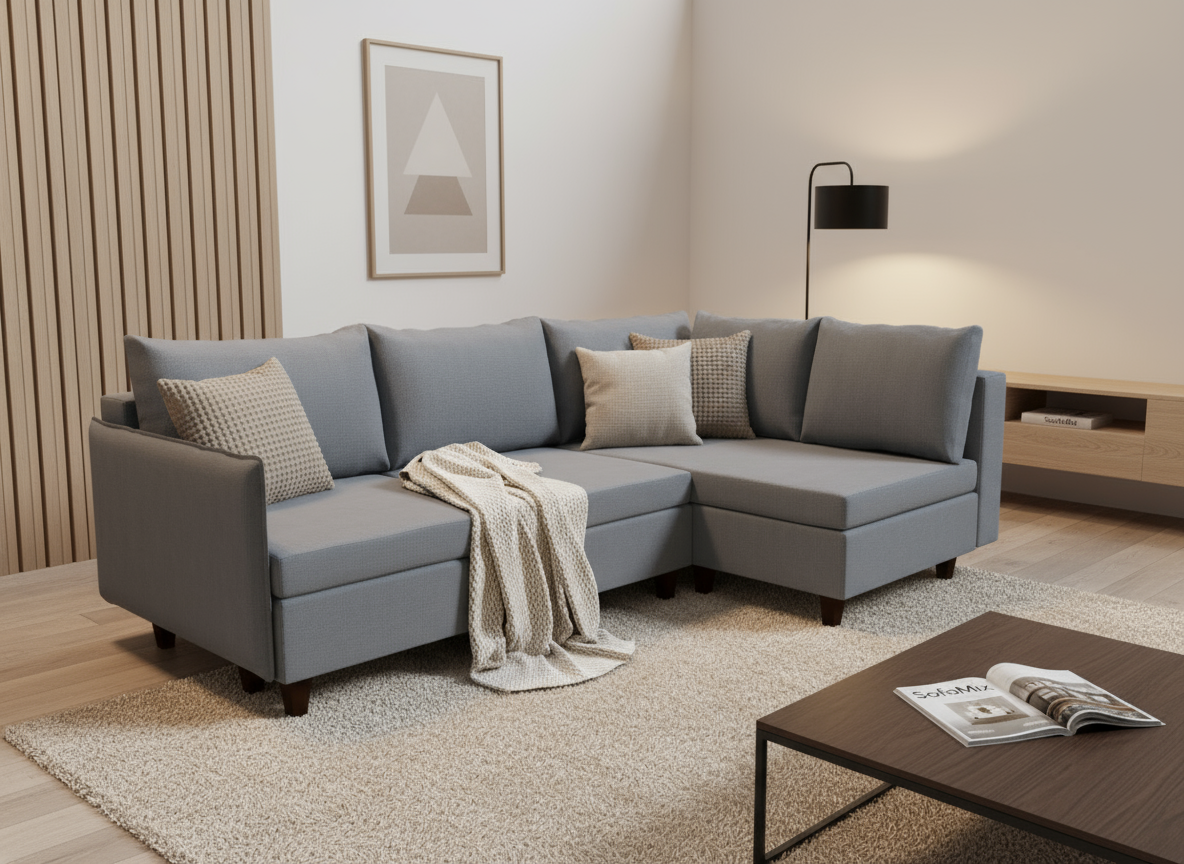 Coltar extensibil Adelaide park 3 fara insula, la comanda, 100+ culori, cu picioare