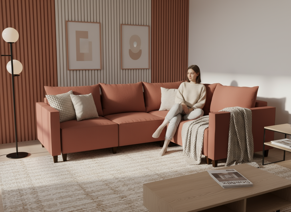 Coltar extensibil Ember colt park cu cotiera, la comanda, 100+ culori, cu picioare