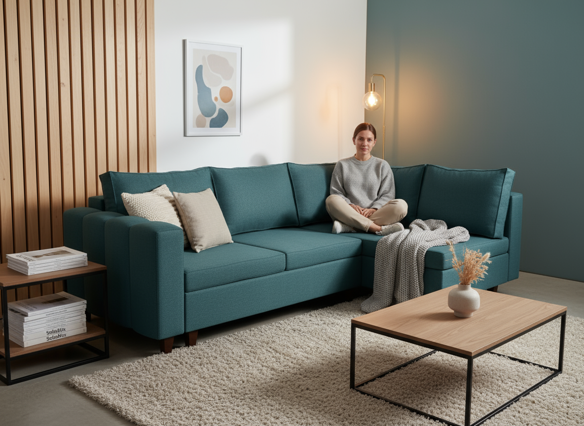 Coltar extensibil Journee park 3 fara insula, la comanda, 100+ culori, cu picioare