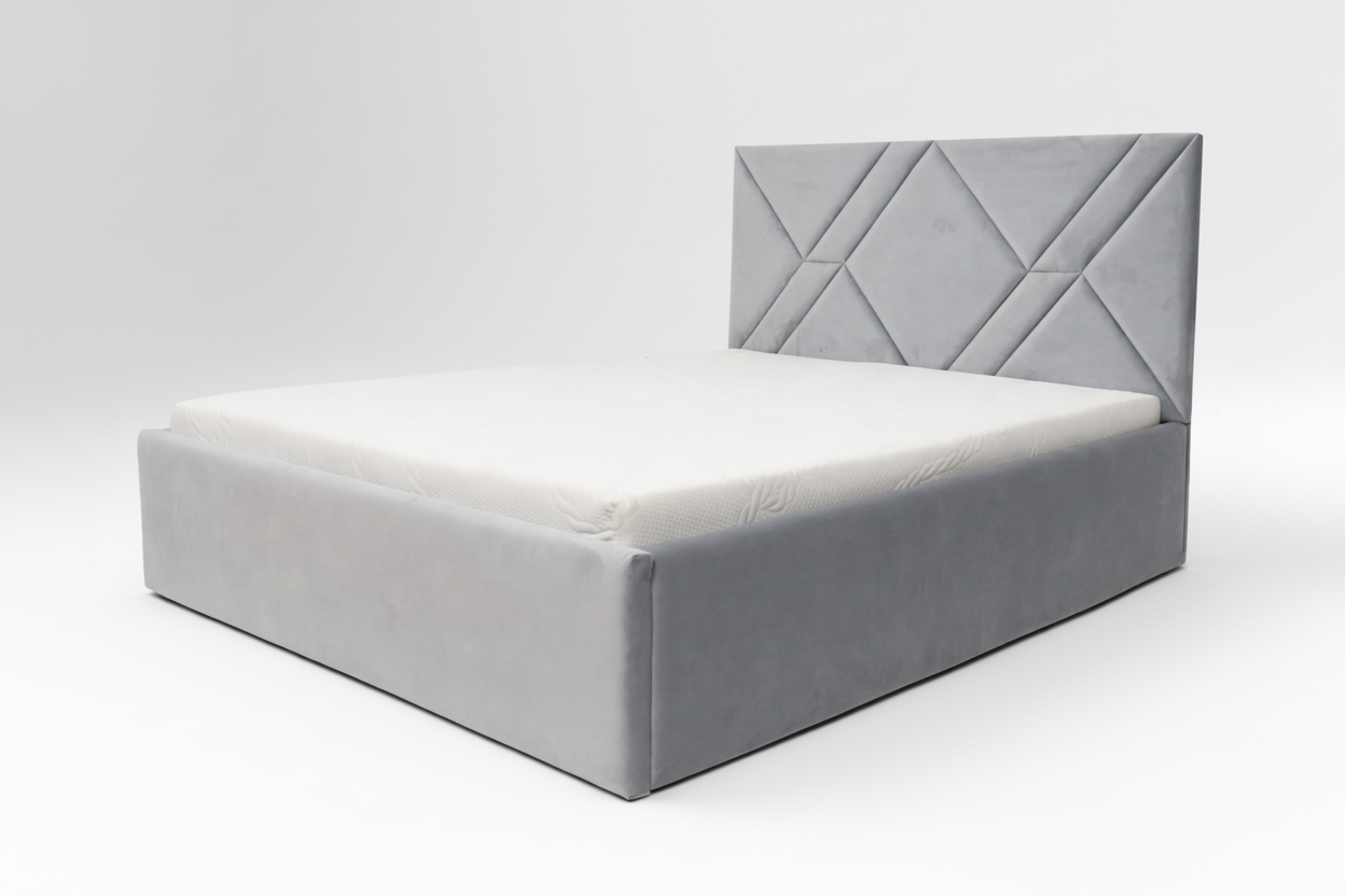 Pat tapițat cu ladă depozitare Diamond Grey