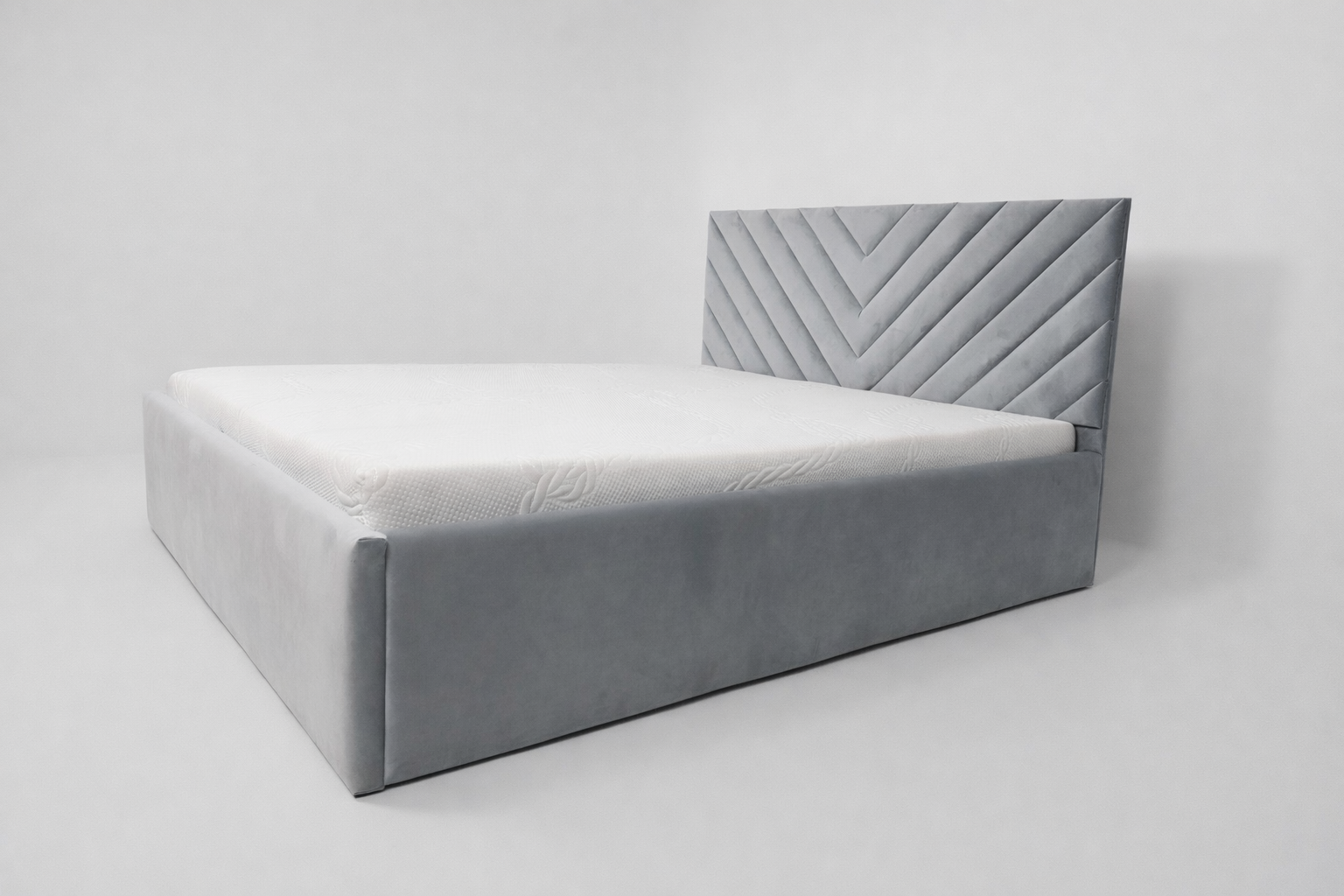 Pat tapițat cu ladă depozitare Chevron