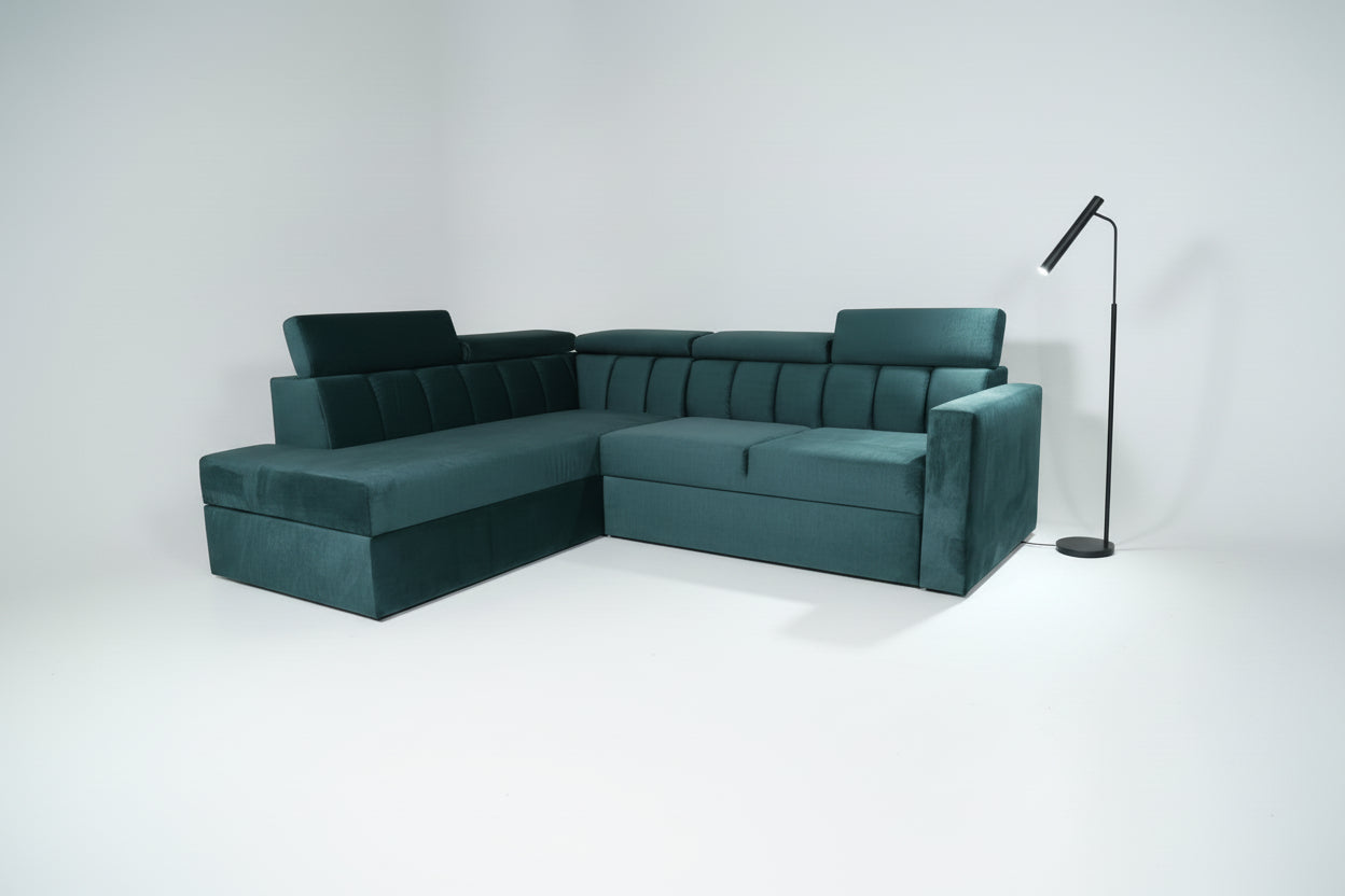 Coltar extensibil Rosa colt park cu cotiera, la comanda, 100+ culori, cu picioare - SofaMix.ro