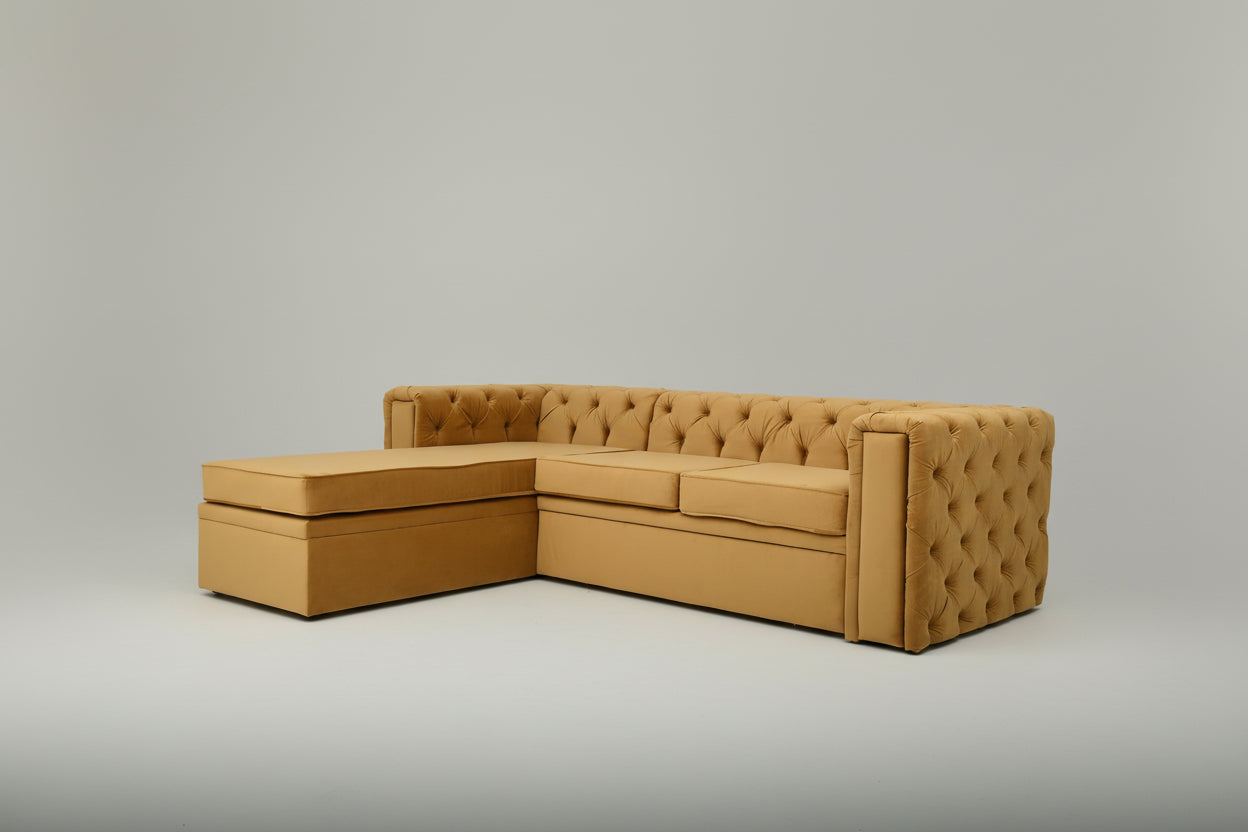 Coltar Extensibil cu sezlong Chesterfield 2, dimensiune pe comanda, peste 100 culori disponibile
