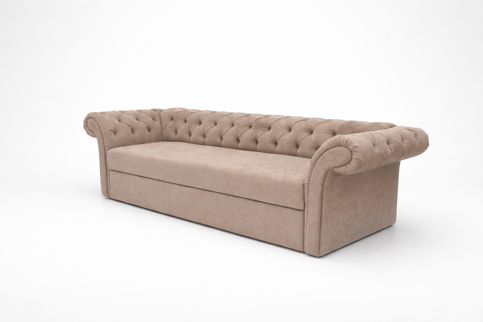 Canapea extensibila Chesterfield, 3 locuri, la comanda, 100+ culori, cu picioare