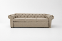 Canapea extensibila Chesterfield Round, 3 locuri, peste 100 culori disponibile, dimensiune pe comanda de la 210x95cm