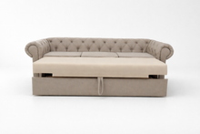 Canapea extensibila Chesterfield Round, 3 locuri, peste 100 culori disponibile, dimensiune pe comanda de la 210x95cm