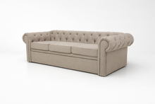 Canapea extensibila Chesterfield Round, 3 locuri, peste 100 culori disponibile, dimensiune pe comanda de la 210x95cm