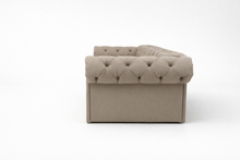 Canapea extensibila Chesterfield Round, 3 locuri, peste 100 culori disponibile, dimensiune pe comanda de la 210x95cm