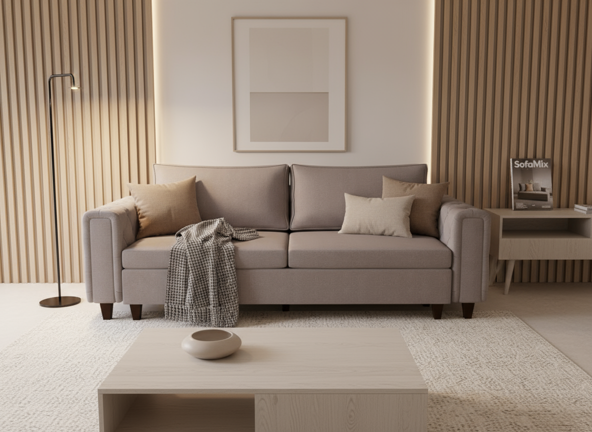 Canapea extensibila Armani, 3 locuri, la comanda, 100+ culori, cu picioare