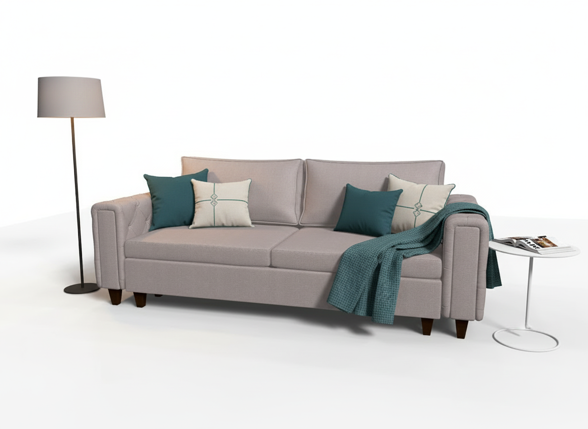 Canapea extensibila Armani, 3 locuri, la comanda, 100+ culori, cu picioare