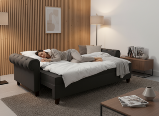 Canapea extensibila Jovie, 3 locuri, la comanda, 100+ culori, cu picioare