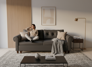 Canapea extensibila Jovie, 3 locuri, la comanda, 100+ culori, cu picioare