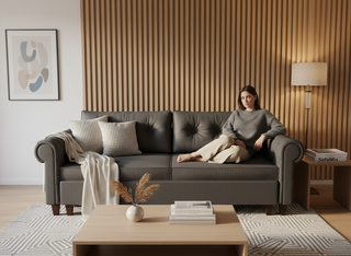 Canapea extensibila Jovie, 3 locuri, la comanda, 100+ culori, cu picioare