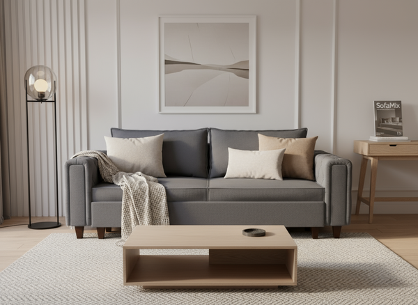 Canapea extensibila Lexi, 3 locuri, la comanda, 100+ culori, cu picioare