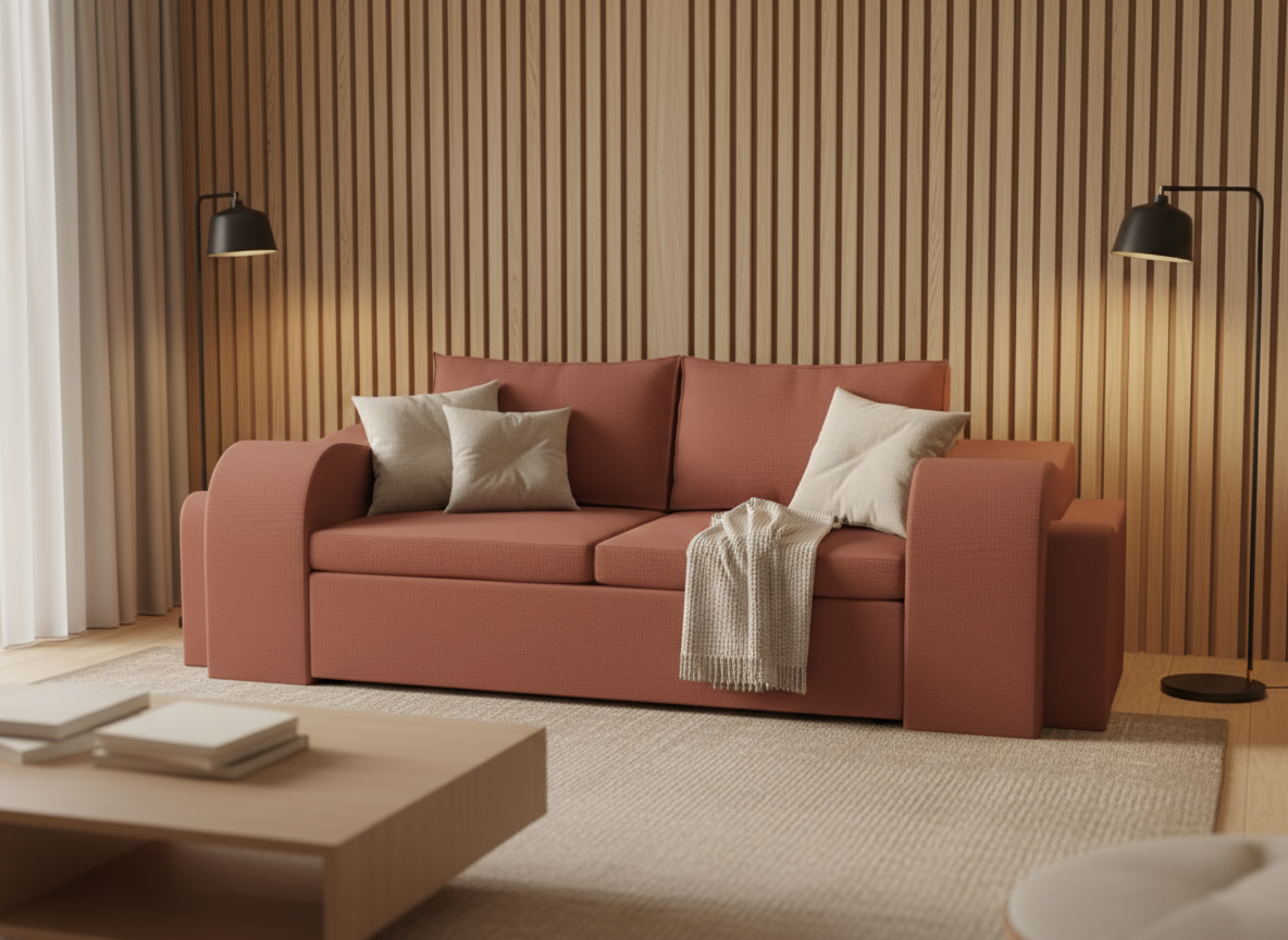 Canapea extensibila Lillie, 3 locuri, la comanda, 100+ culori, cu picioare