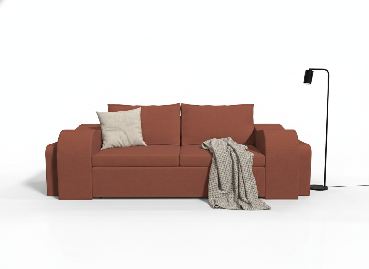 Canapea extensibila Lillie, 3 locuri, la comanda, 100+ culori, cu picioare