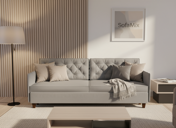 Canapea extensibila Londyn, 3 locuri, la comanda, 100+ culori, cu picioare