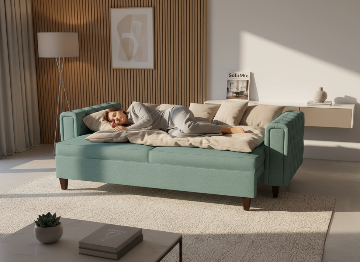 Canapea extensibila Maren, 3 locuri, la comanda, 100+ culori, cu picioare