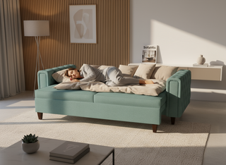 Canapea extensibila Maren, 3 locuri, la comanda, 100+ culori, cu picioare