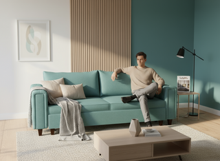 Canapea extensibila Maren, 3 locuri, la comanda, 100+ culori, cu picioare