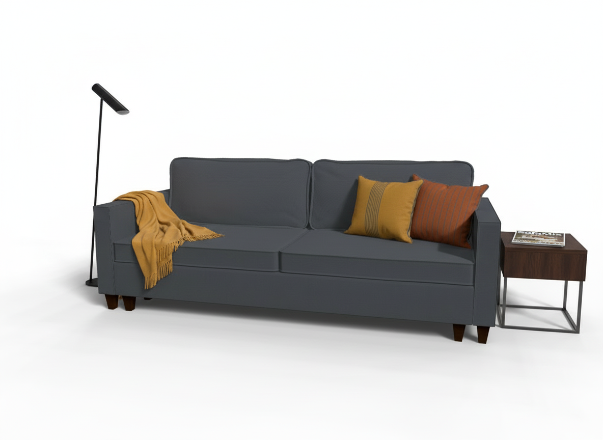 Canapea extensibila Margot, 3 locuri, la comanda, 100+ culori, cu picioare