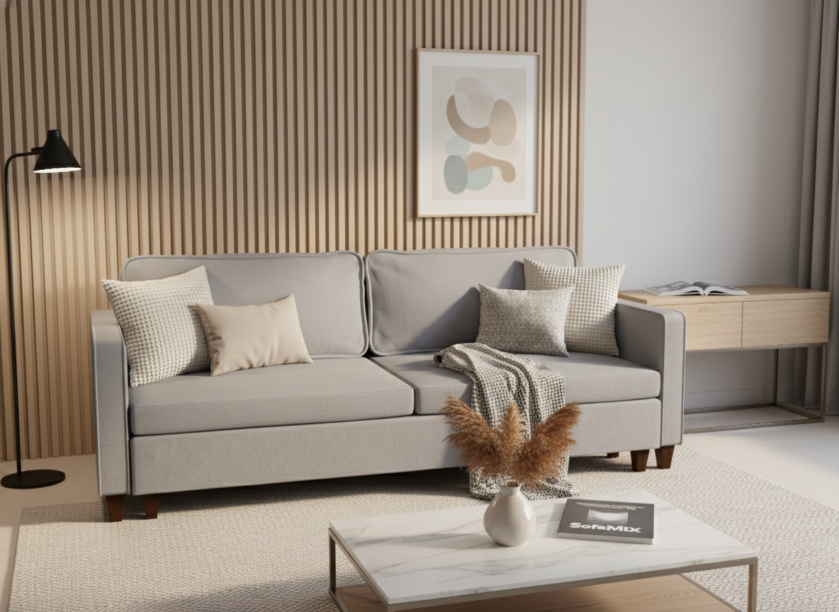 Canapea extensibila Paisley, 3 locuri, la comanda, 100+ culori, cu picioare