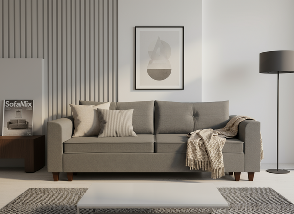 Canapea extensibila Poppy, 3 locuri, la comanda, 100+ culori, cu picioare