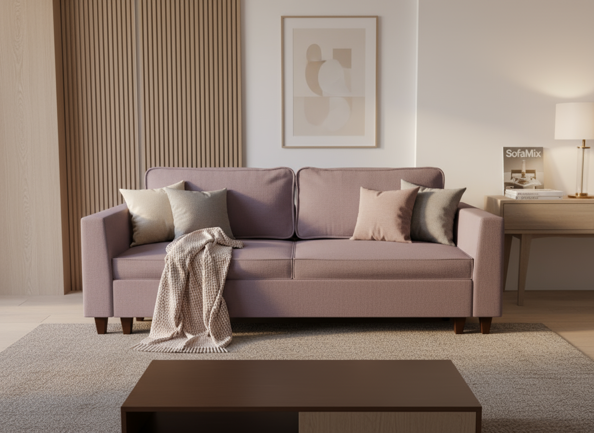 Canapea extensibila Renata, 3 locuri, la comanda, 100+ culori, cu picioare