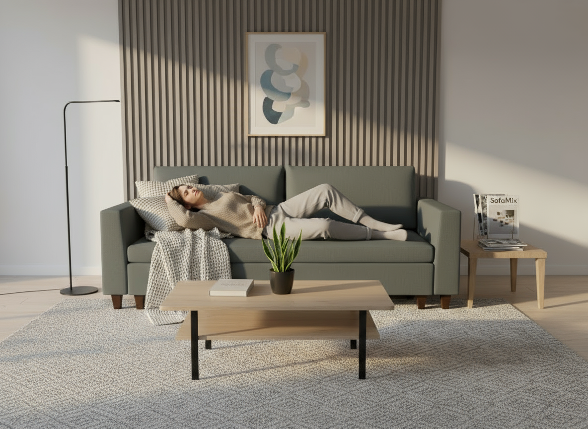 Canapea extensibila Skye, 3 locuri, la comanda, 100+ culori, cu picioare