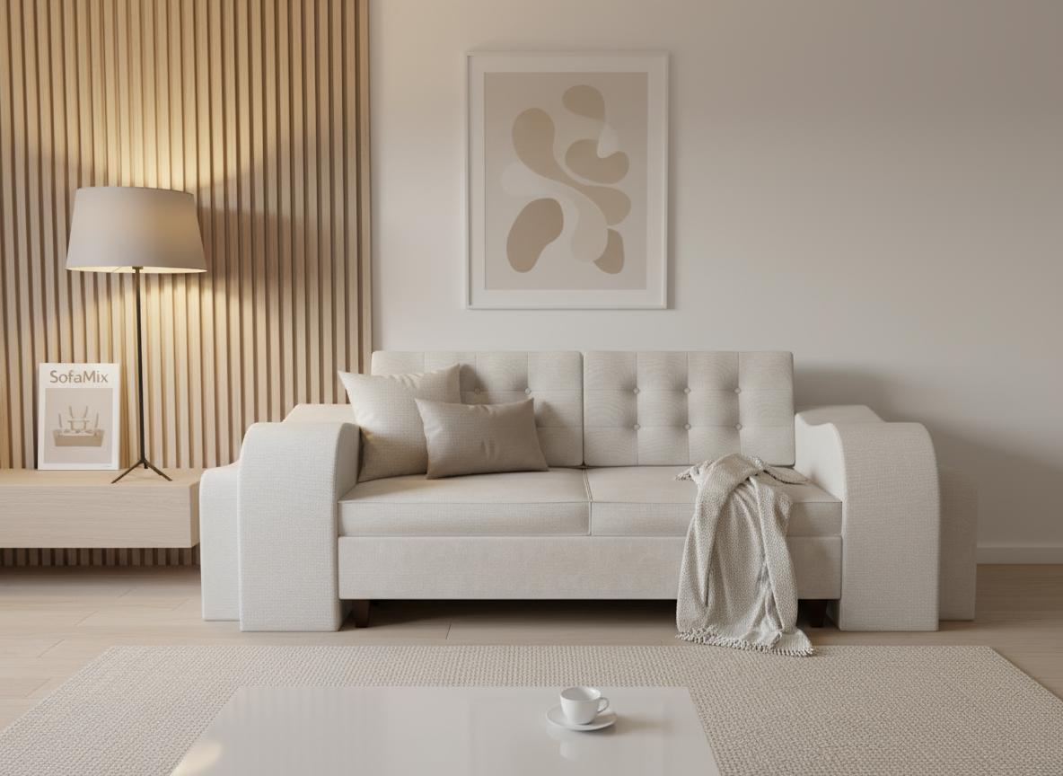 Canapea extensibila Teresa, 3 locuri, la comanda, 100+ culori, cu picioare