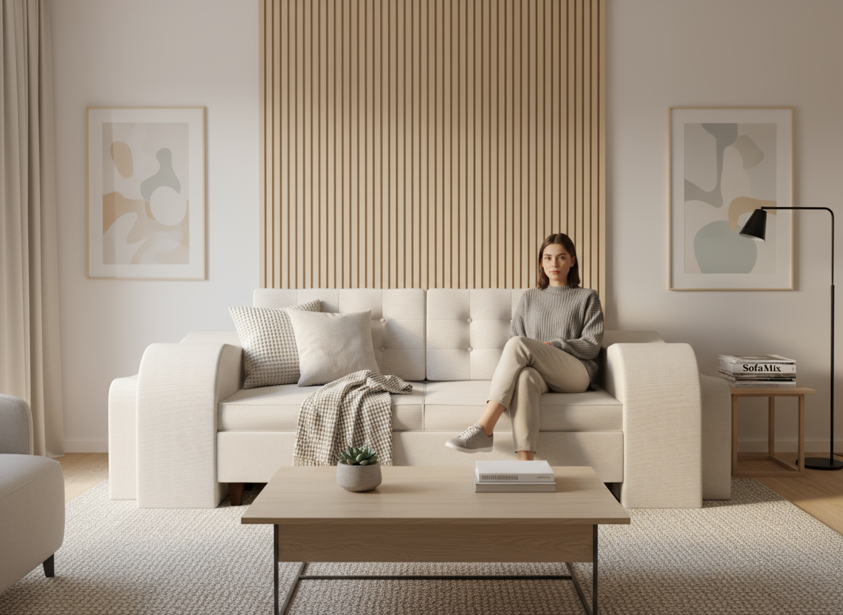 Canapea extensibila Teresa, 3 locuri, la comanda, 100+ culori, cu picioare