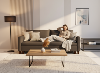 Canapea extensibila Valentina, 3 locuri, la comanda, 100+ culori, cu picioare