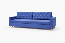 Canapea extensibila Alya, 3 locuri, lada depozitare, peste 100 culori disponibile, dimensiune pe comanda de la 210x95cm